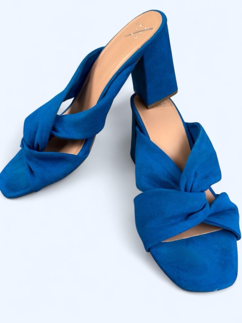 Bright blue suede sandals